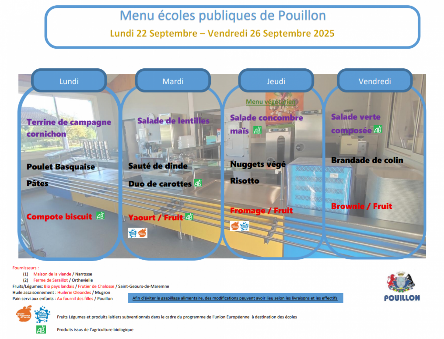 Menu de la semaine 39